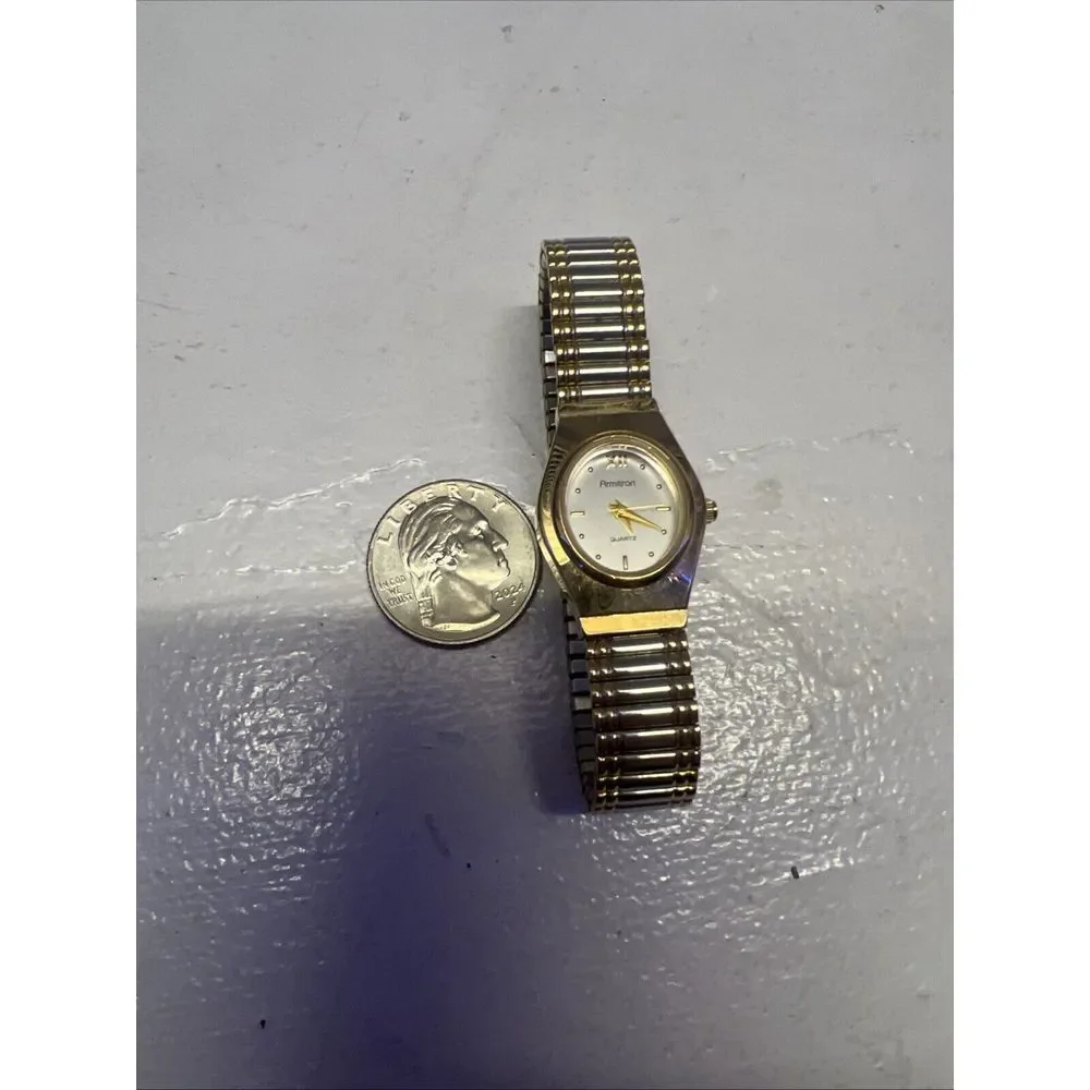 Armitron Now Watch Women's Gold Tone‎ Oval Dial Stretch Band Vtg